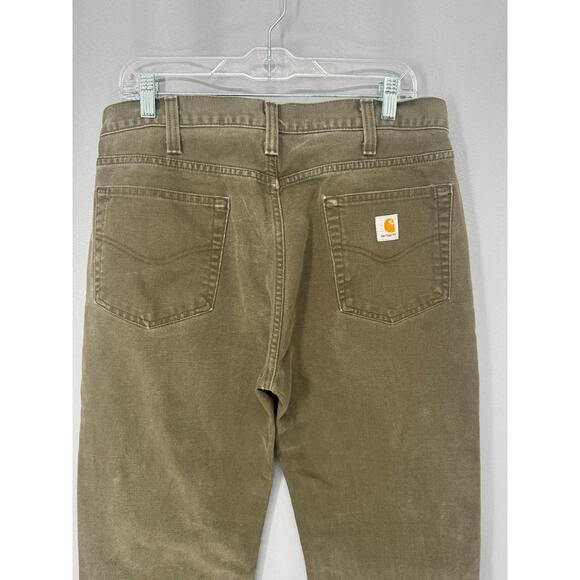 Carhartt Jeans Mens 34x34 Brown Relaxed Fit Duck Canvas Work Casual Pants Trash - Picture 3 of 16